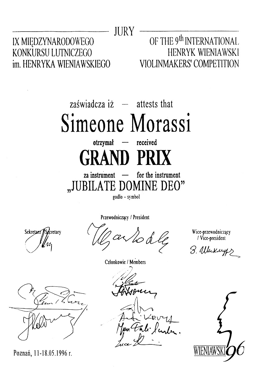 Reproduction of Simeone Morassi's diploma.