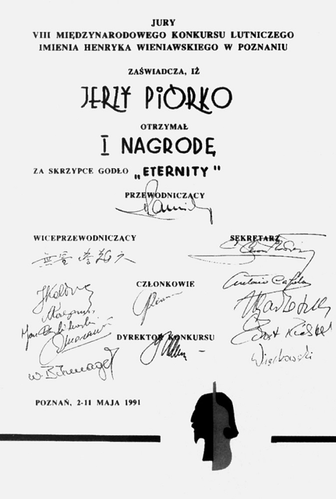 Reproduction of Jerzy Piórko's diploma.