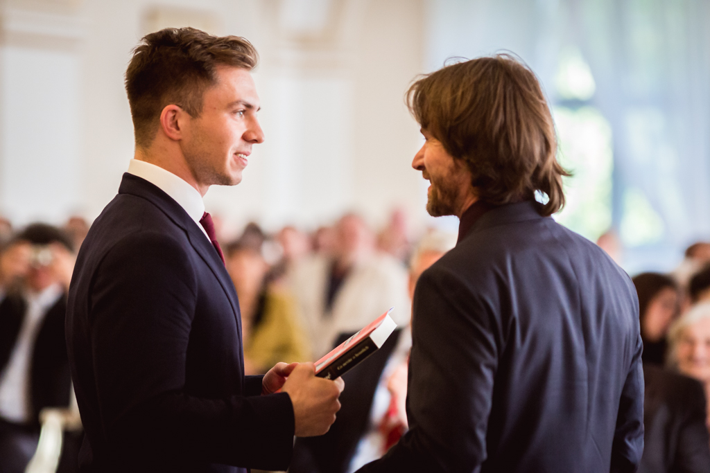 Piotr Pielaszek, Jan Spidlen. Ceremonia wręczenia nagród, Sala Biała Urzędu Miasta Poznania (14.05.2016)