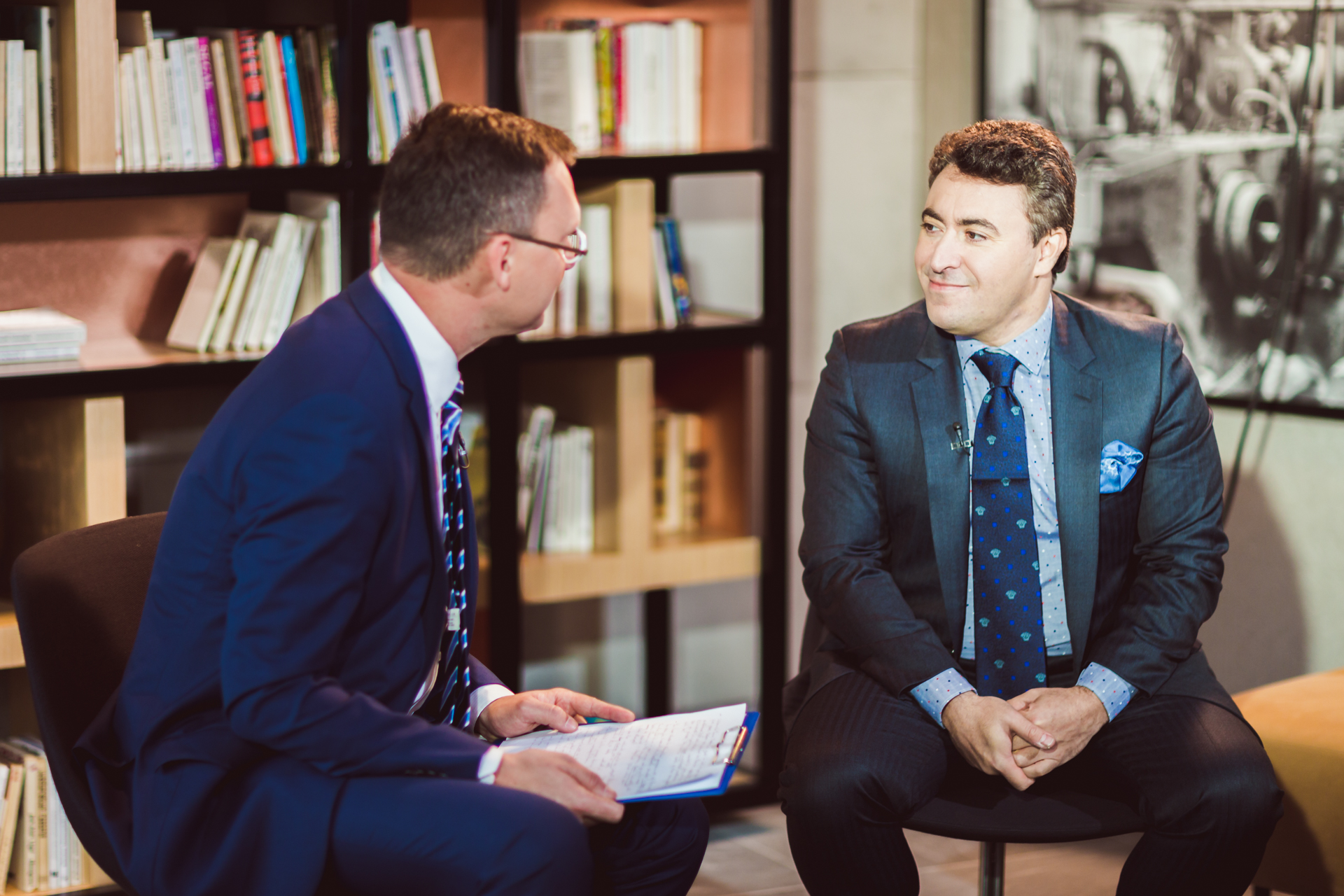 Maxim Vengerov being interviewed.