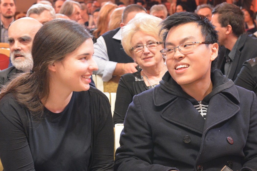 Ogłoszenie wyników. Maria Włoszczowska i Luke Hsu. Fot. T. Boniecki